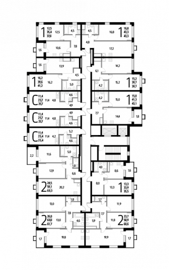 Однокомнатная квартира 41.2 м²