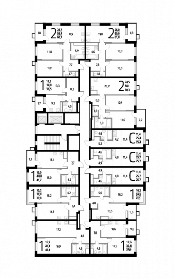 Однокомнатная квартира 43.4 м²